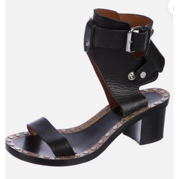 Isabel Marant Jaeryn Black Leather Studded Accents Sandals Rock-N-Roll, 5 (35) - Picture 1 of 10